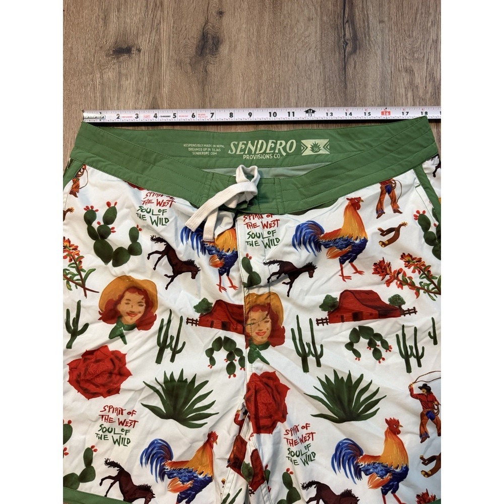 Sendero Provisions Point Bar Board Shorts Mens 36 Cowboy Surreal Pockets Stretch - Picture 9 of 11